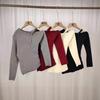 Design slanted shoulder knitted top women's inner wear autumn new niche irregular slim-fitting chic shirt bottoming shirt