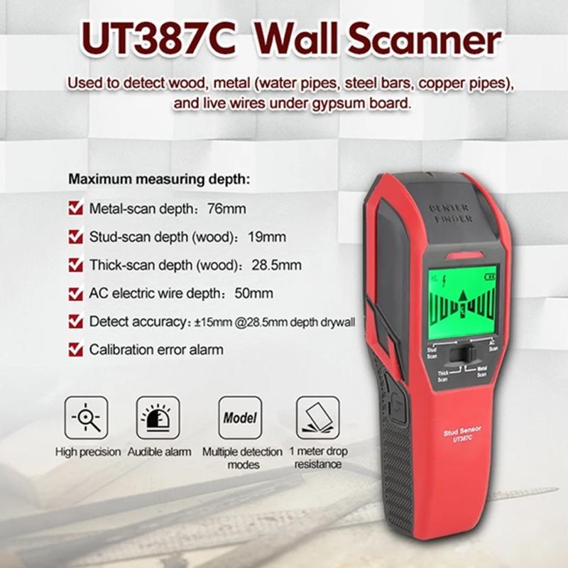 Portable Wire Pipe Detector Wood Metal Detector with LED Indicator Buzzer Multifunction Wall Studs Finder Scanning Tool