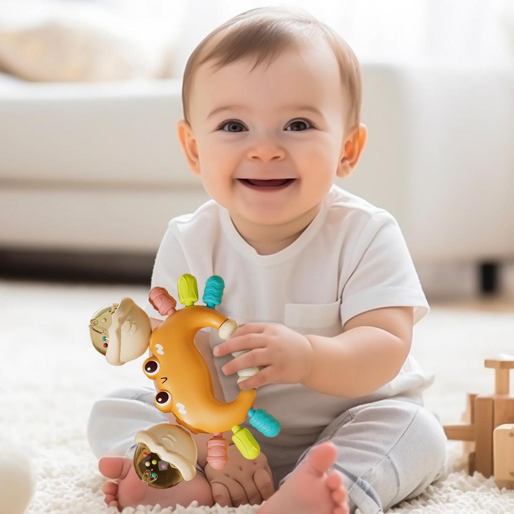 Early Development crab Rattle Toys Sensory Teething Toy Easy Grasp Hand Grip Toy Early Educational Toys Teether Rattle Baby Toys