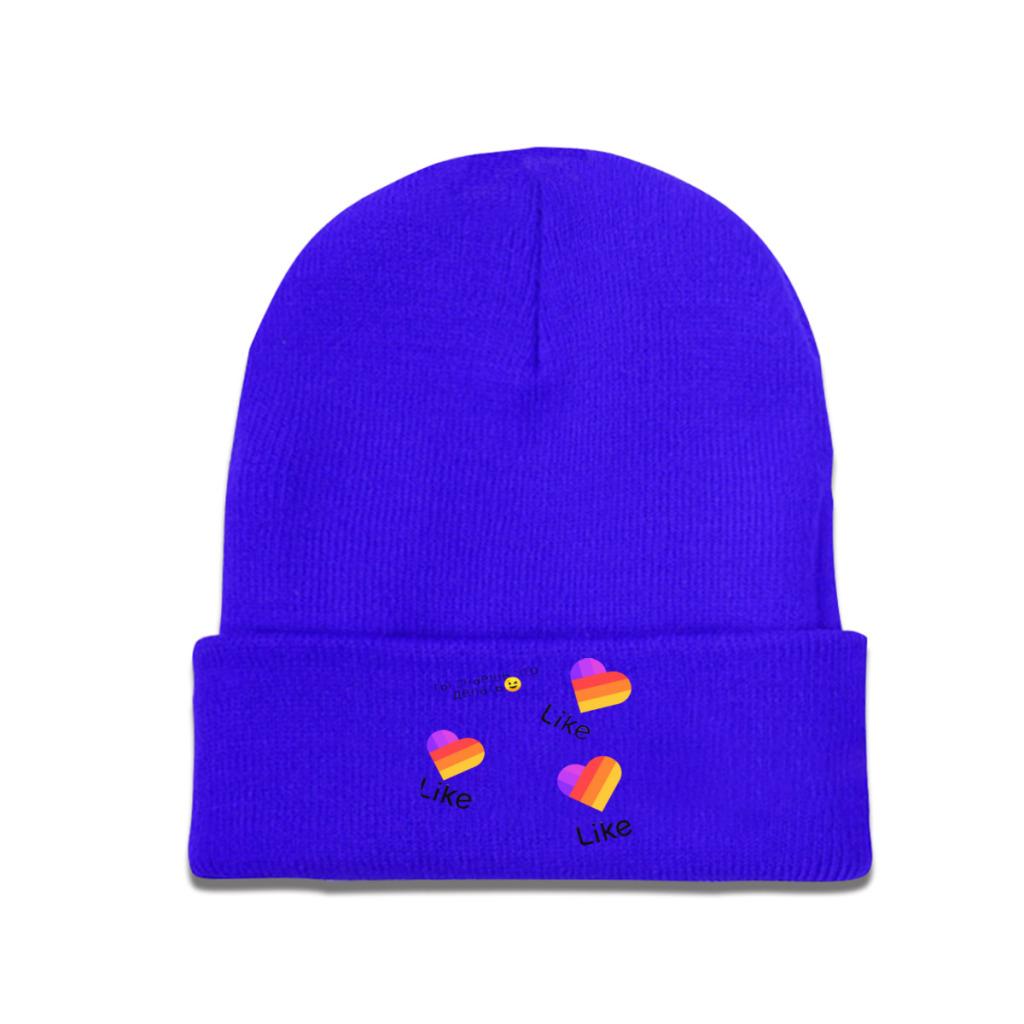 Likee App Logo Likee Heart Rainbow Graffiti Knitted Hat Women's Unisex's Beanie Winter Hats Polyester  Warm Melon Cap