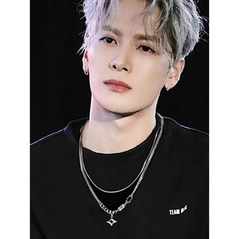 

Same Style Eight-Pointed Stars Double-Layer Necklace Men s Titanium Steel No Fading Sweater Chain Women s Niche Style Hip Hop Versatile Accessories (Mann star double necklace) titanium steel