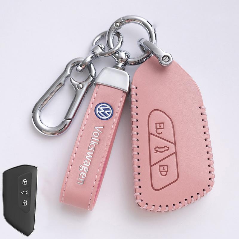 For VOLKSWAGEN VW Leather Car Remote Key Case Cover Protection Holder Shell Fob For VW Volkswagen Golf 7 MK7 Tiguan MK2 Auto Key