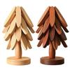 4pcs Wood Trivet Tree With Bracket/ Tree Trivet Wooden Coaster Non-Slip Cup Coaster Set Table Mat Holders Heat Insulated Pad