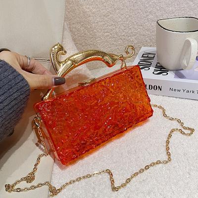 Acrylic Transparent Box Bag, Women's 2025 New European and American Fashion Ice Crack Niche Versatile Portable Dinner Bag