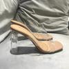 Summer Women Pumps Sandals 9cm Jelly Slippers Sexy Open Square Toe High Heels Women Transparent Slippers Shoe Heel Clear Sandals