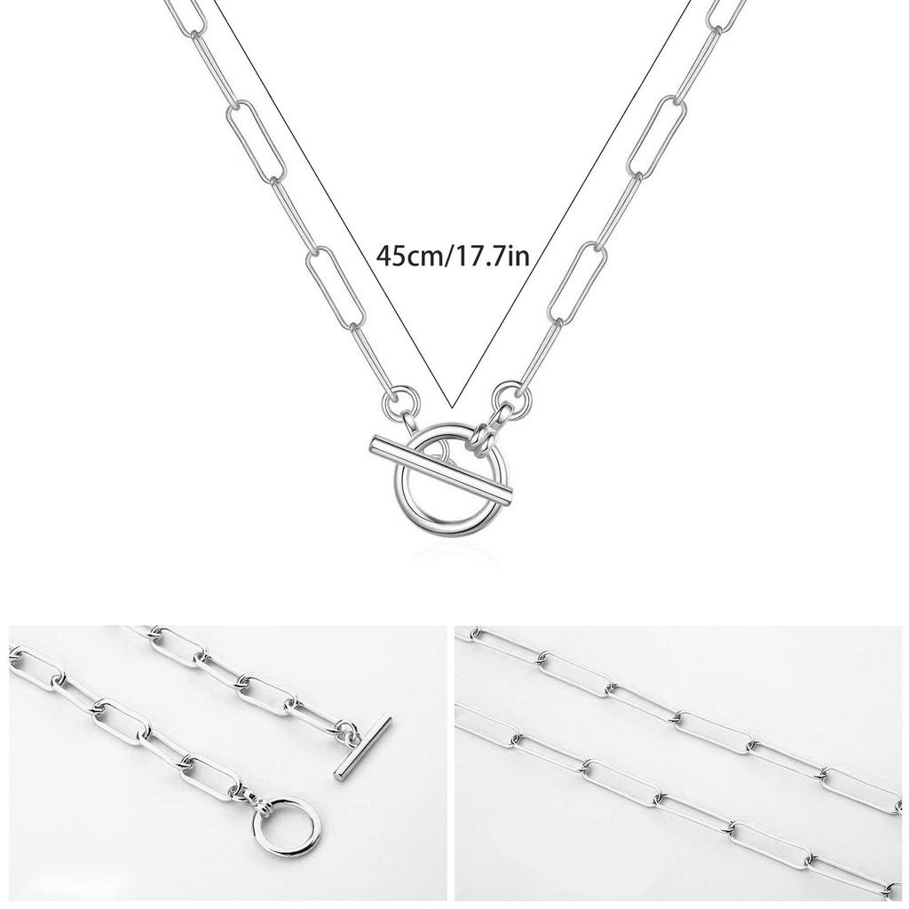 18K Gold Paperclip Chain Necklace, Non-fading Stainless Steel with OT Buckle, Women's Jewelry