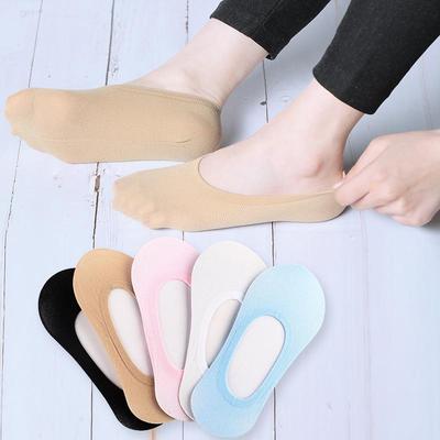 Meias Sapatilha Femininas de Verão 2024 Cor Doce Antiderrapantes de Cano Baixo - Meias Casuais Invisíveis da Moda