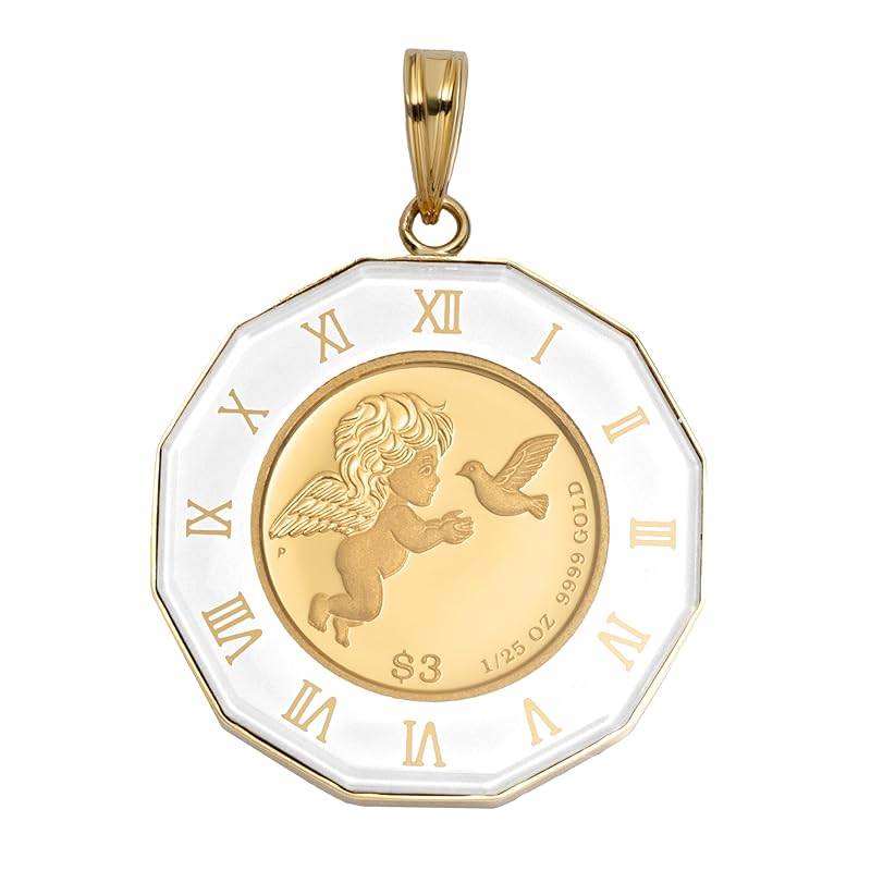 

[Fairy Cullet] K24/18 coin pendant Tuvalu Horse 1/25 oz clock frame (white)