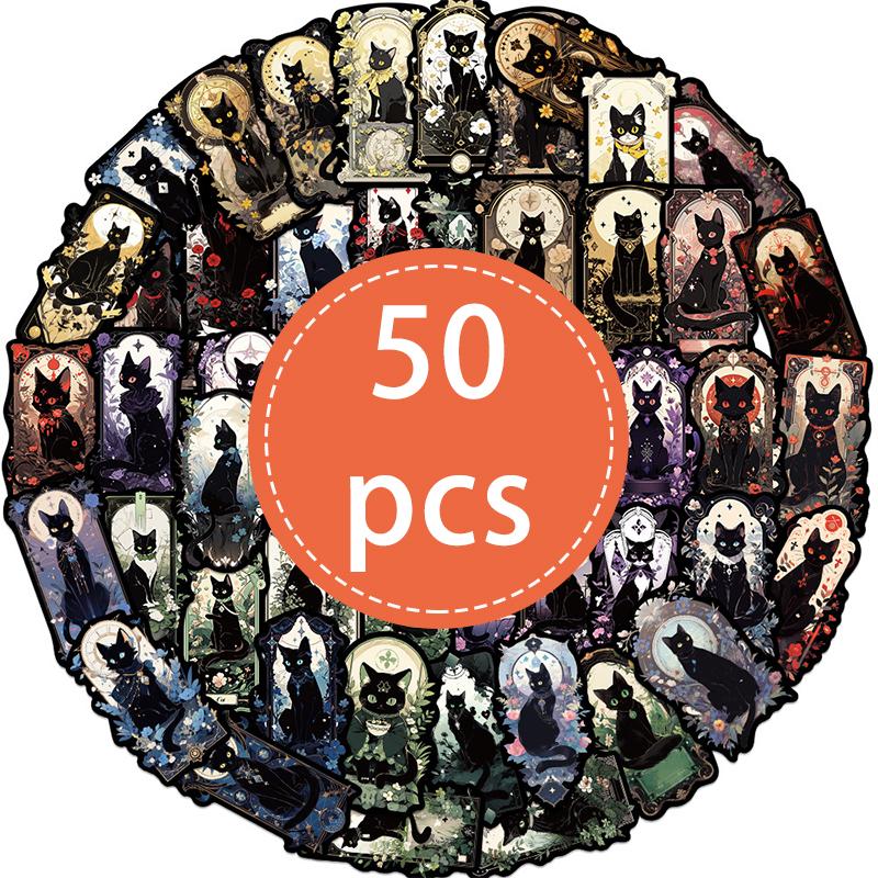 High-Quality 50Pcs High-Quality Gothic High-Quality Black High-Quality Cat High-Quality Stickers High-Quality Cute High-Quality Animal High-Quality