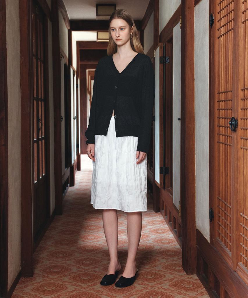 Siyajyu Sist9067 Wrinkle Volume Midi Skirt_White