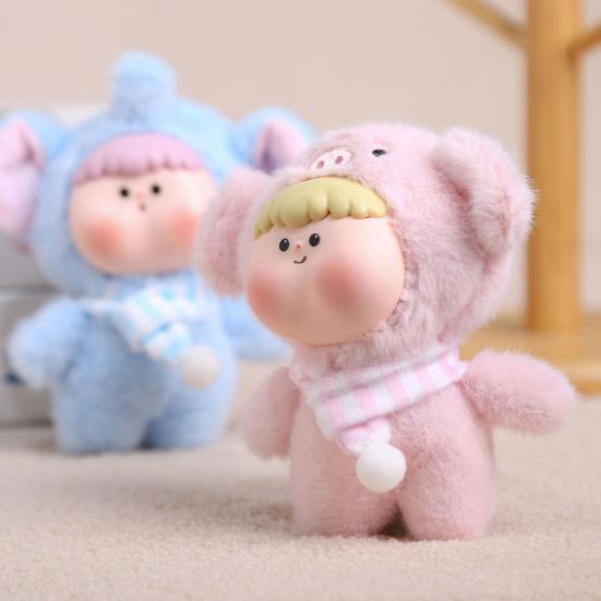 Pingente de Boneca Adorável Yousheng Chaveiro de Pelúcia Multifuncional com Fivela de Pendurar Formas de Animais Fofos Raposa Panda Rosto de Vinil Macio Amigo da Pele Presente