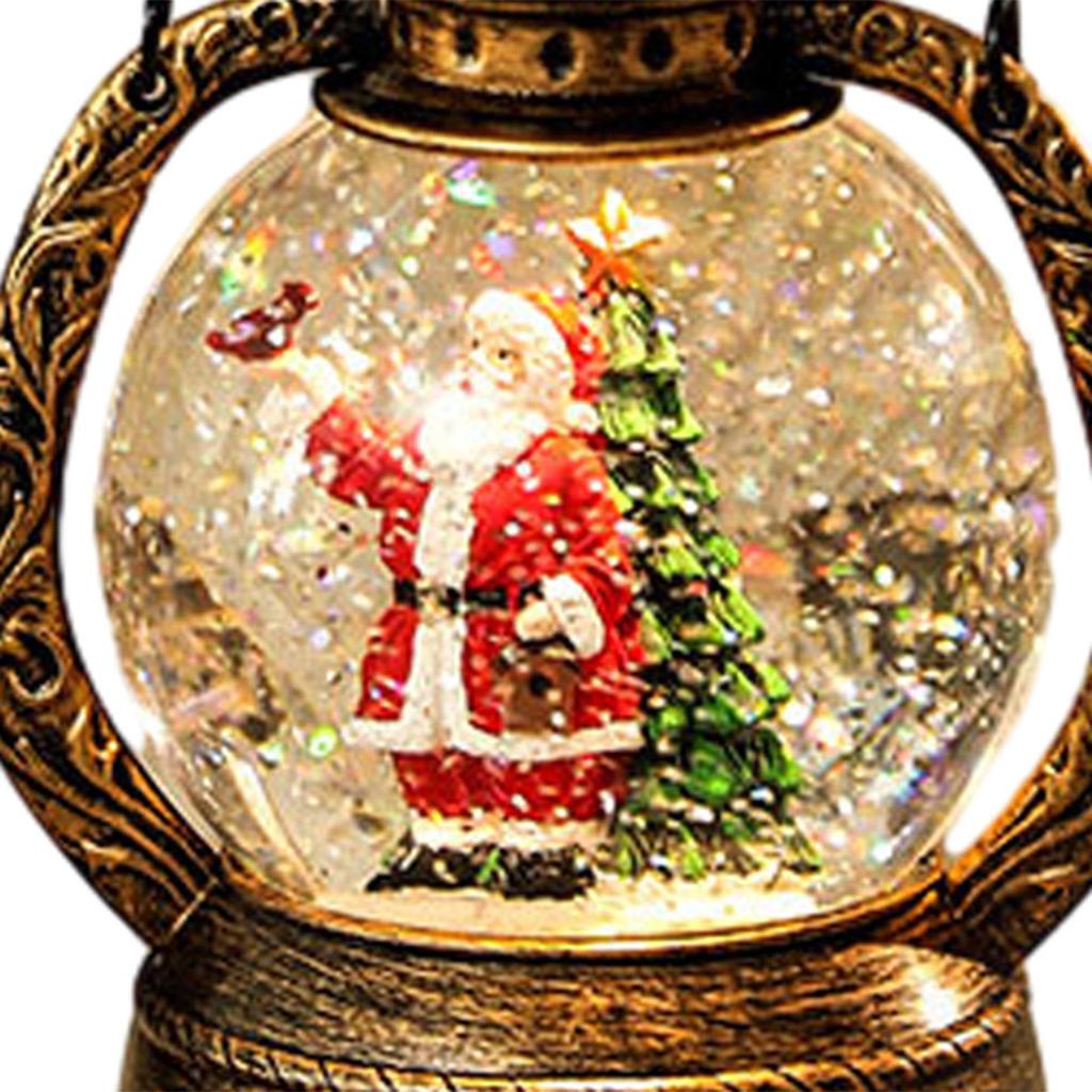 Oświetlona Świąteczna Kula Śnieżna Latarnia Pudełko Muzyczne z Wirującym Brokatem Lampka Nocna na Święta do Sypialni Salonu Półki Imprezy