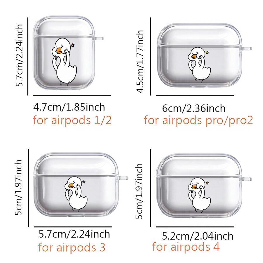 Cartoon Duck Case For Airpods Pro3 4 Pro 1 2 Pro2 3 Clear Earphone Cases Cover