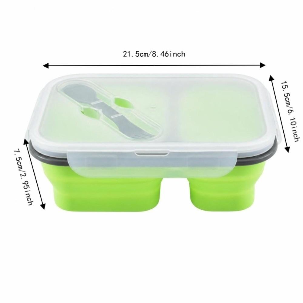 2PCS 2 Compartments Collapsible Lunch Box Silicone Portable Storage Bowl  For Meal Prep
