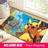 Adventurer Pikachu Scenic Castle Town Print Soft Non-Slip Absorbent Indoor Home Entryway Bathroom Decor Doormat Rug