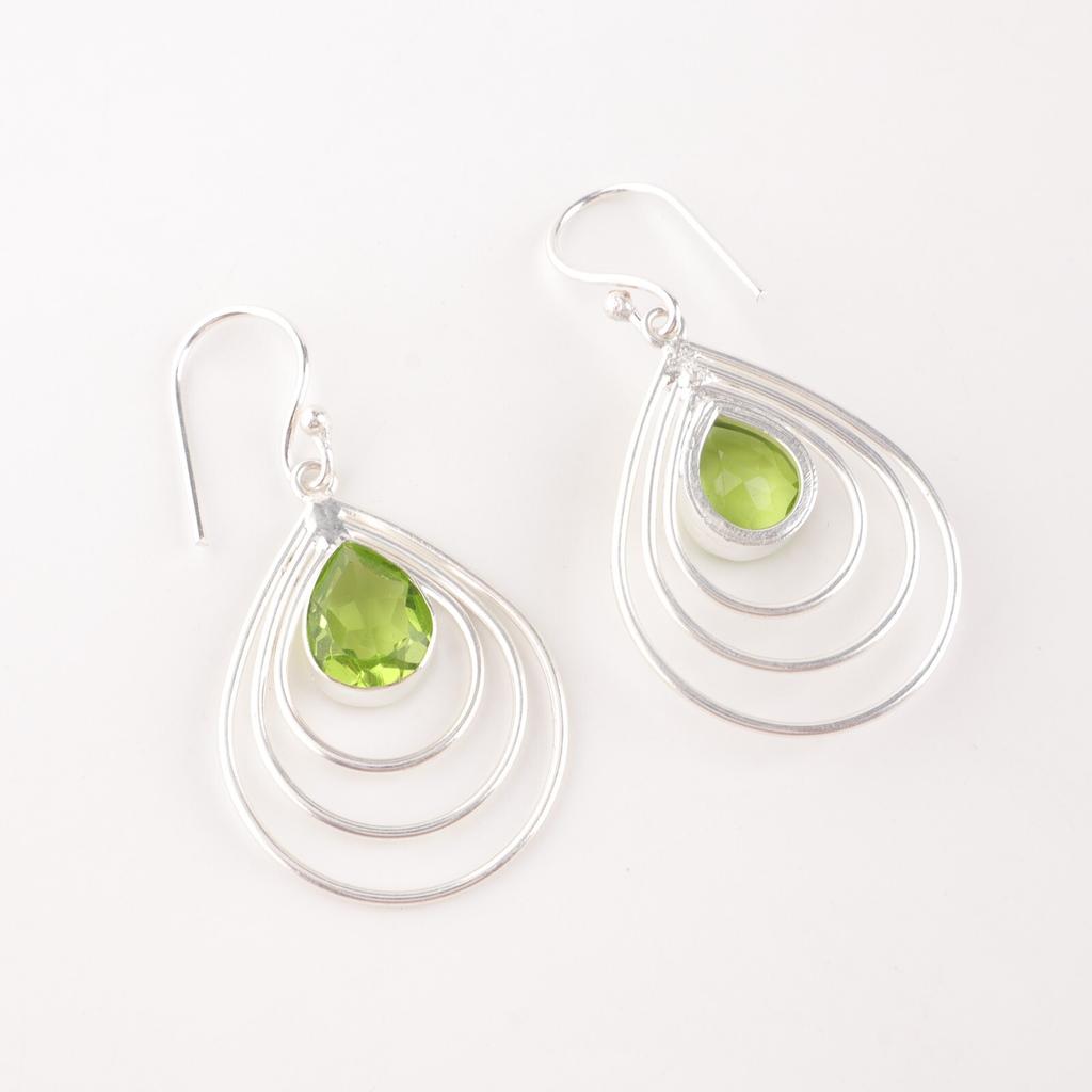 Natürlicher Peridot Edelstein 925 Sterling Silber Handgefertigt Modische Ohrringe 1.80" EE-31-5