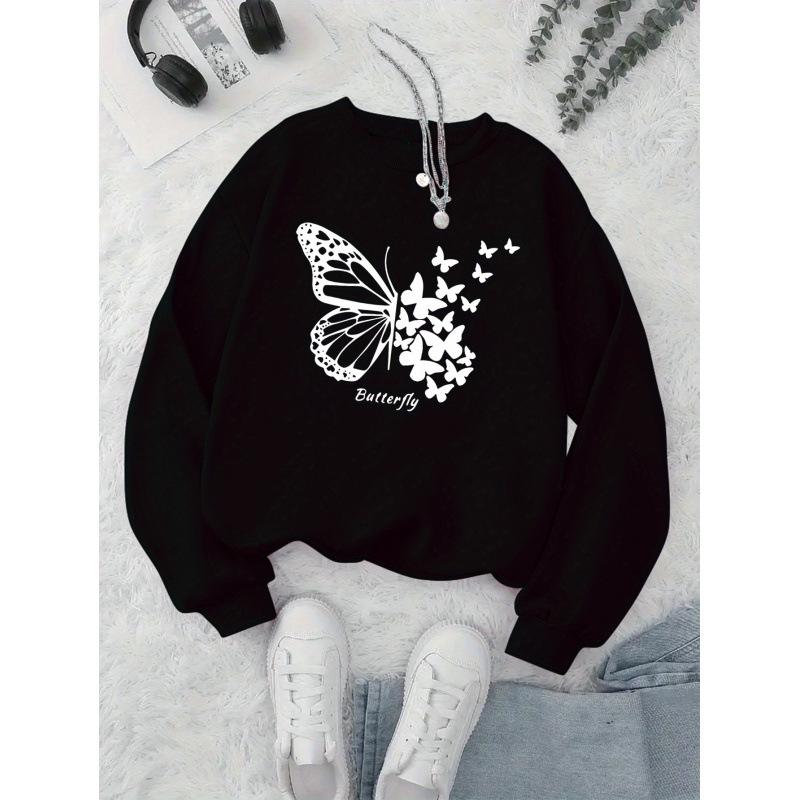Women's Butterfly Print Casual Hoodie