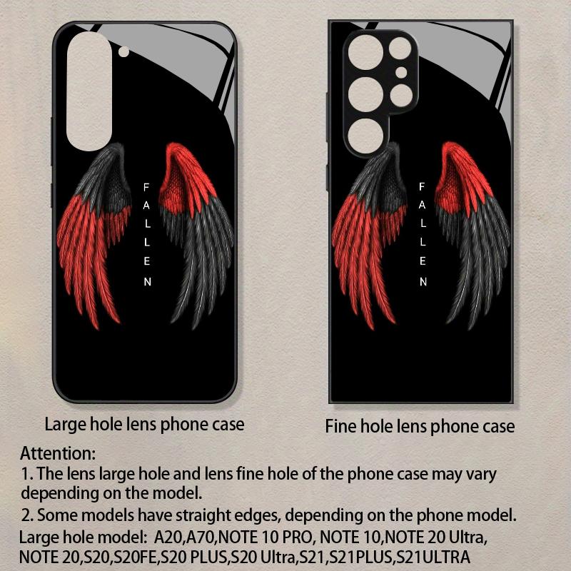 Fallen Angel Wing Pattern 2D Phone Case for Samsung S26 S25 S24 S23 S22 S21 S20 A56 A36 A16 - Glass Protective Cover