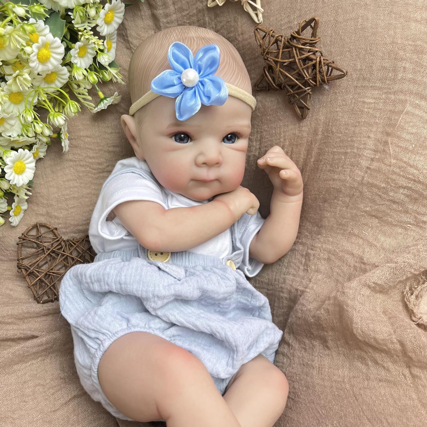 

BZDOLL 18 inch Reborn Baby Doll Toy with Cloth Body Lifelike 45 CM 3D Skin Doll Real Birthday Gift For Girl Play House Toy Character Figurine Doll cloth body doll