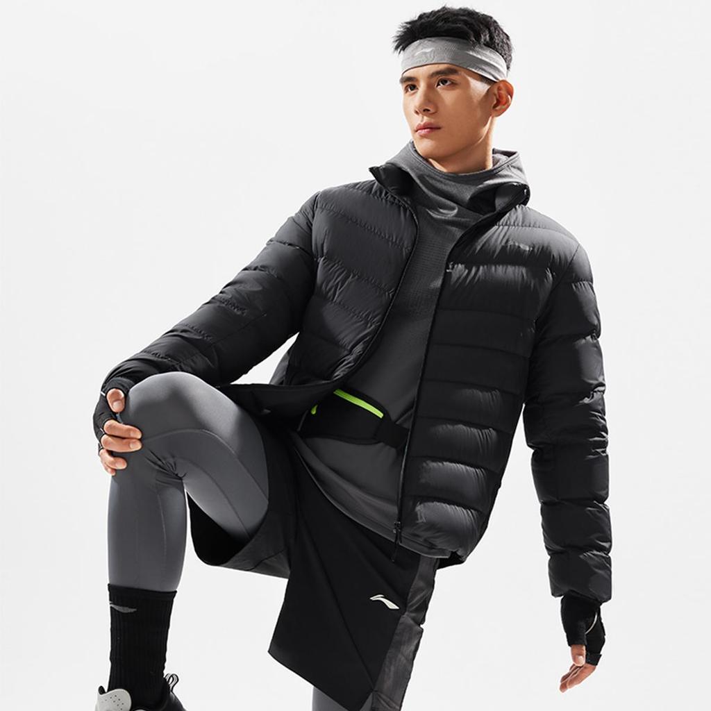 LI-NING Men's 2024AW Fitness Series 700FP Duck Down Short Puffer Jacket Light Gray AYMU091-1