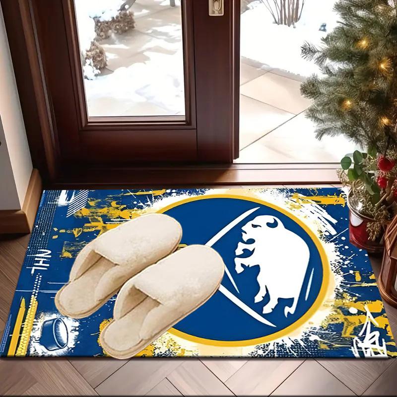 Buffalo Hockey Emblem Area Rug Suitable for Indoor And Outdoor,Carpets for Kitchens, Homes, Offices, Living Rooms,Home Decor,Christmas Gift