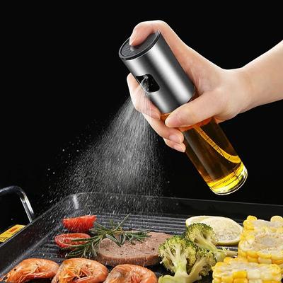Glass Spray Bottle Kitchen Tool Spray Oiler Seasoning Condiment Bottle Pump Oil Pot Leak-proof Grill Cook Sprayer Oil Dispenser