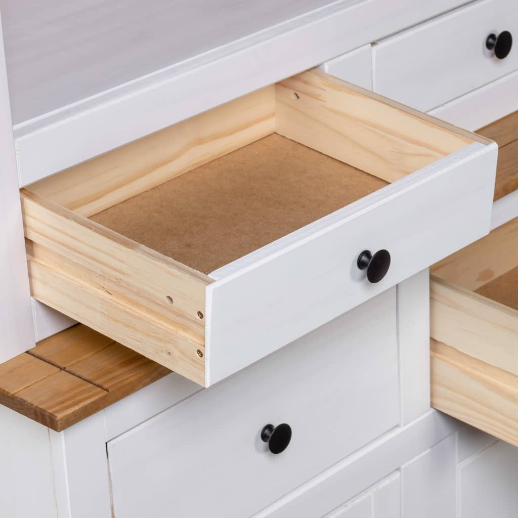 Highboard White 93 x 40.5 x 180 cm Pine Wood Panama