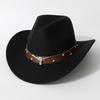 Autumn and winter unisex soft woolen cowboy hat, wide-brimmed fedora, simple and versatile style