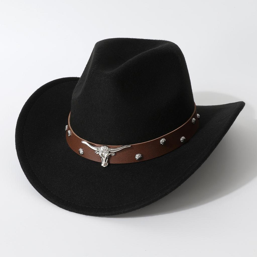 Autumn and winter unisex soft woolen cowboy hat, wide-brimmed fedora, simple and versatile style