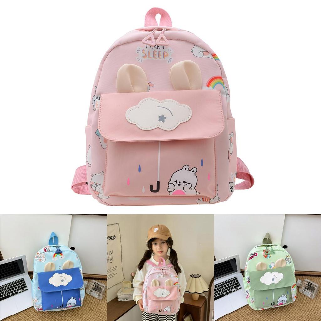 Toddler Kids Cute Animal Backpack With Cartoon Rabbit Print And Ear Design For Preschool And Playdates