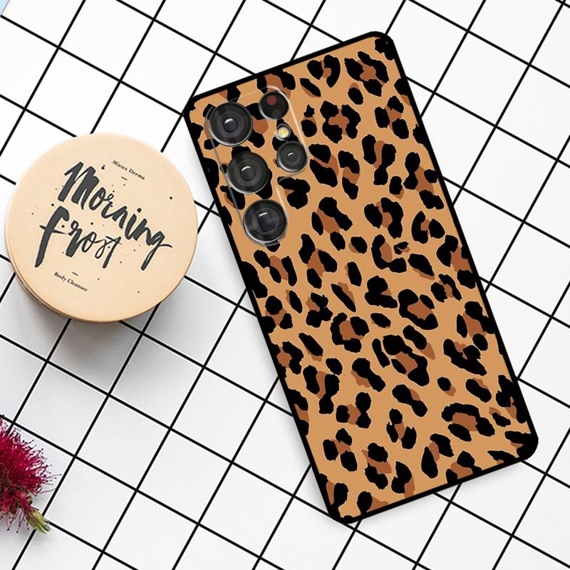 Tan Leopard Case For Samsung Galaxy S25 Ultra S20 S21 S22 S23 S24 Ultra S9 S10 Plus S25 FE Phone Cover