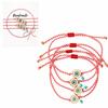 Go2boho Charm Bracelet Red White Braided Nylon Thread Round Evil Eye Turquoise 18K Gold Plated Bohemian Gift Jewelry