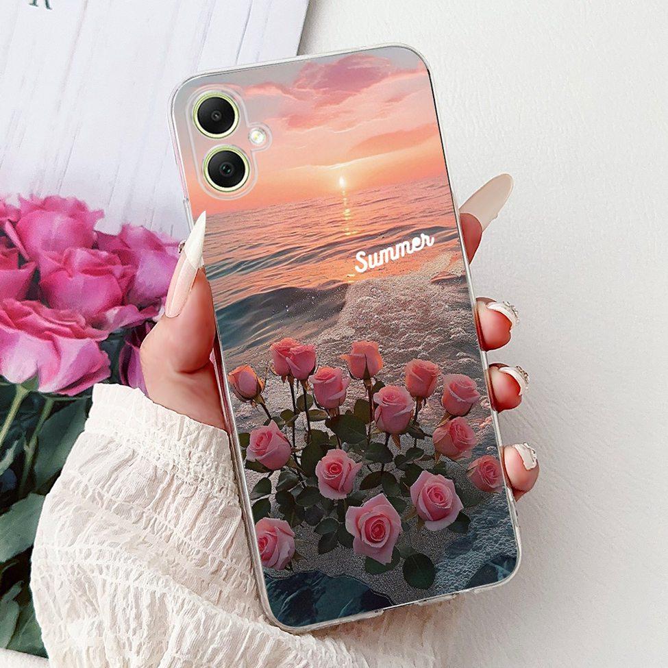 For Samsung A05 Case Clear Cute Cat Fashion Flowers Cool Painted Back Cover For Samsung Galaxy A05 Phone Case SM-A055F SM-A055M