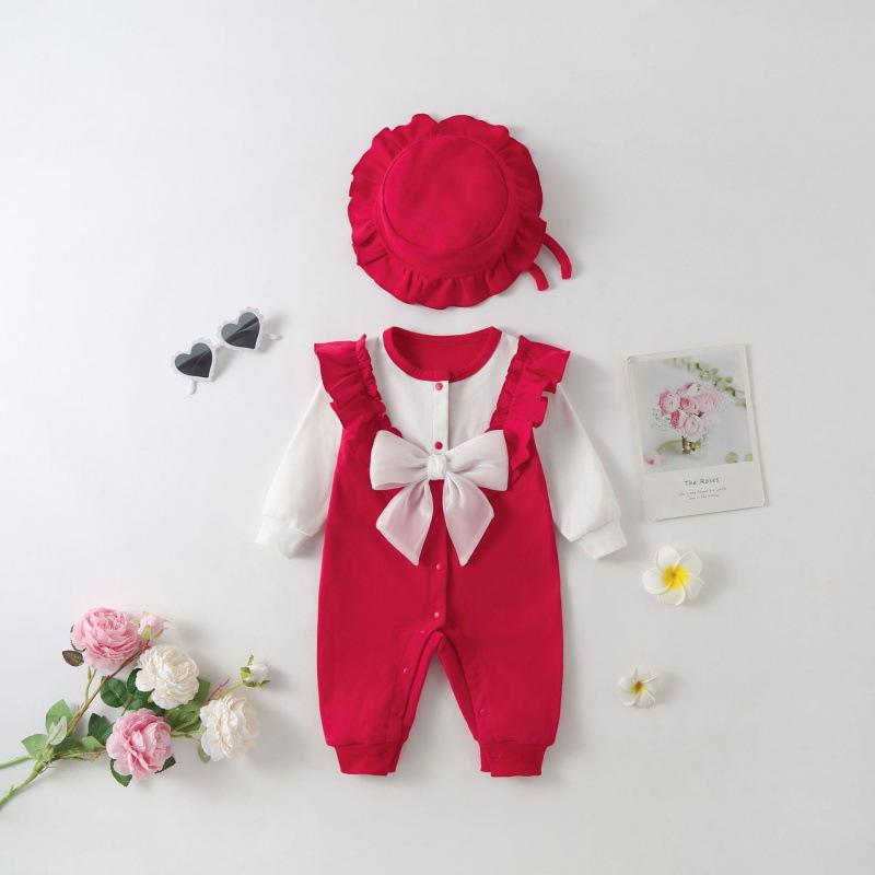 Newborn Girl Autumn/Winter Princess Romper: Velvet-Enhanced Bodysuit for 100 Days & Outings