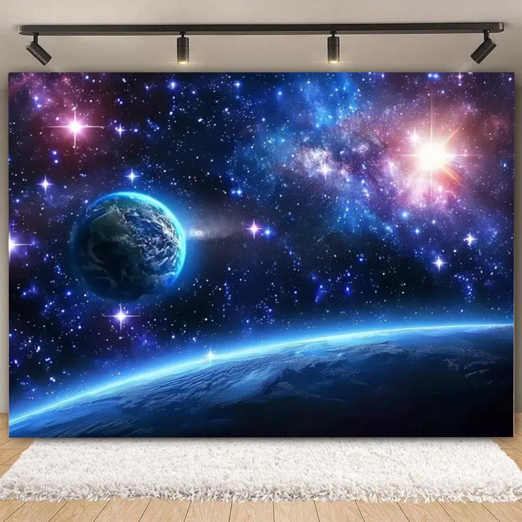 Galaxy Earth Wall Tapestry, Cosmic Space & Starry Sky Art, Dreamy Universe Decor For Room & Bedroom