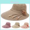 Sun Protection Wide Brim Cotton Straw Hat For Summer Beach Casual Women