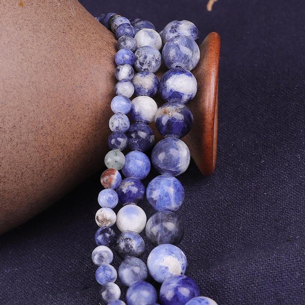 Natural Blue Sodalite Stone Round Spacer Beads 4 6 8 10 12mm For Jewelry Making