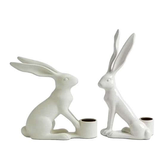 Easter Bunny Candle Holder Rabbit Taper Candle Stand Candlestick Table Centerpiece Spring Easter Holiday Party Desktop Decoration Ornament