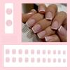 Kriga 24 Reusable Artificial Fake Nail Set| Peach Color With White Tip Square Glossy Nails| Lightweight & Long Lasting| Quick Fix For Festivals &