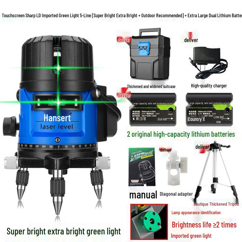 High Precision Automatic Infrared & Green Light Laser Level with 2, 3, 5-Line Projection