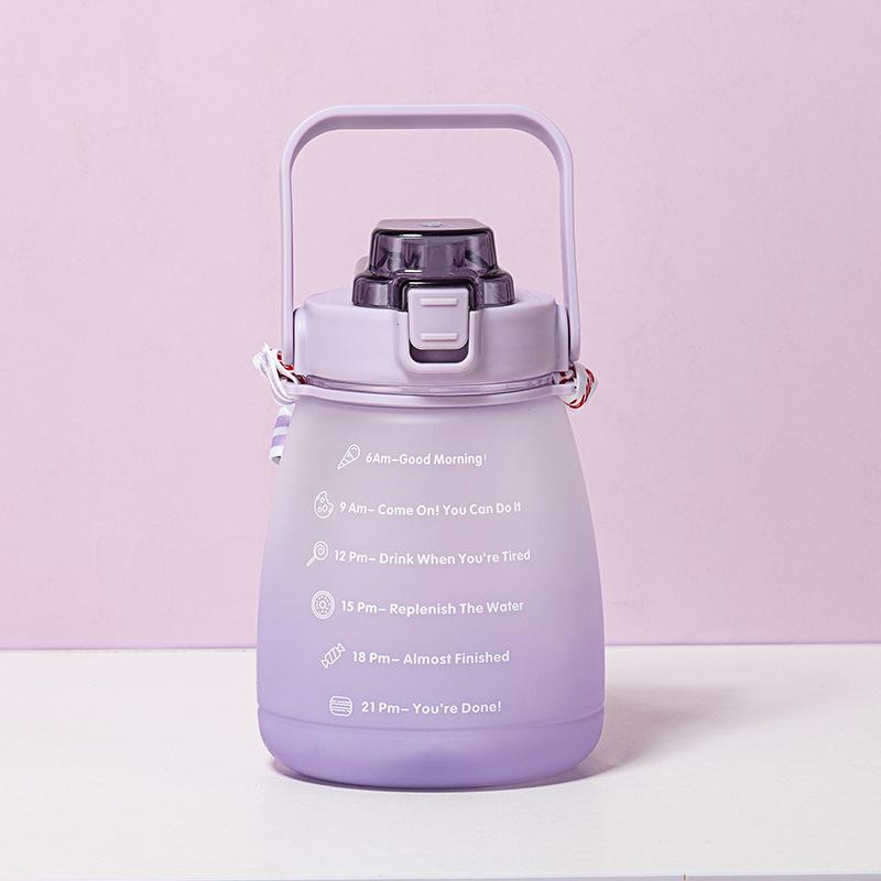 

Градиентный цветной большой стаканчик для живота, двухцветная градиентная бутылка для воды, пищевая пластиковая градиентная песочная бутылка для воды, легко носить с собой фиолетовый