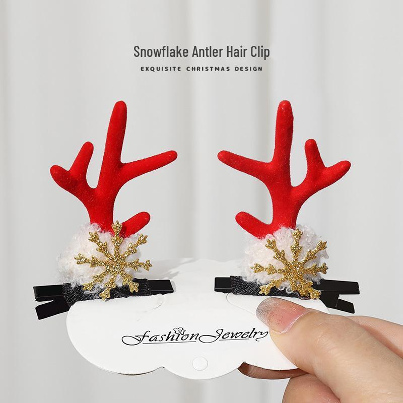 Festive Antler Hair Clip - Cute Christmas Headwear for Adults & Kids