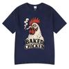 Baked Chicken Smoking Funny Meme Graphic T Shirts Unisex Unisex Cotton Tee Tops Fashion Oversized Short Sleeve Tshirt Streetwears