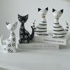 Black & White Couple Spotted Kitten Ornament, Nordic Minimalist Wooden Cat Ornament - Cute Cat, Desktop Decoration