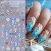 Jellyfish Summer Beach Nail Stickers Colorful Shell Starfish Conch Fish Adhesive Sliders Embossed Decals Manicure Foils Decor