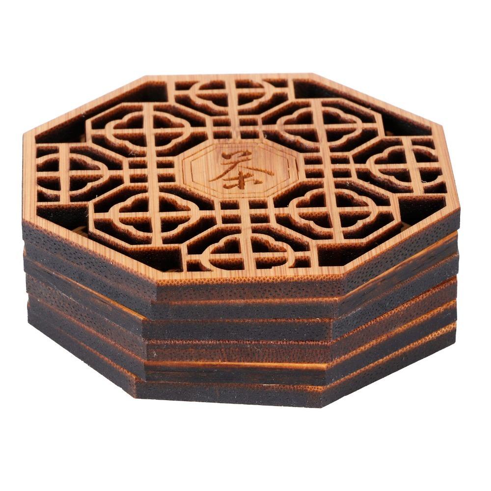 6PCS Set Tea Coaster Bamboo Material Bamboo Coaster Durable Anti Scald Teacup Mat Heat Insulation Wood Coasters Restaurant Use