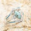 Huitan Imitation Turquoise Women Rings Ethnic Bridal Wedding Accessories Luxury Paved CZ Enamel Rings Anniversary Party Jewelry