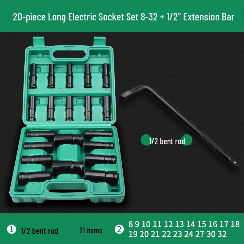 Comprehensive Electric Wrench Kit: Large, Medium, Small Socket Set with Air and Electric Wrench Tool Attachments