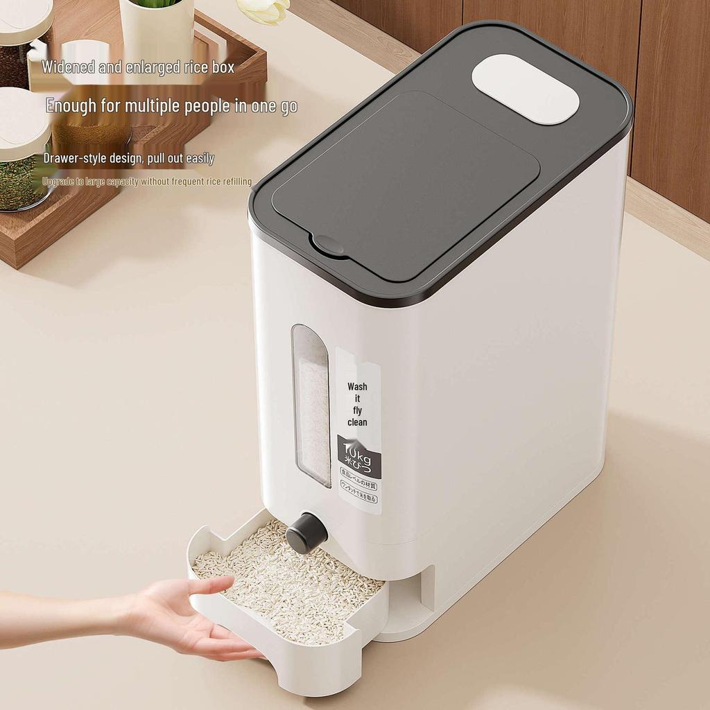 Seau de stockage de riz style japonais, Anti-insectes et anti-humidité, Scellé de qualité alimentaire avec grande capacité pour un usage domestique