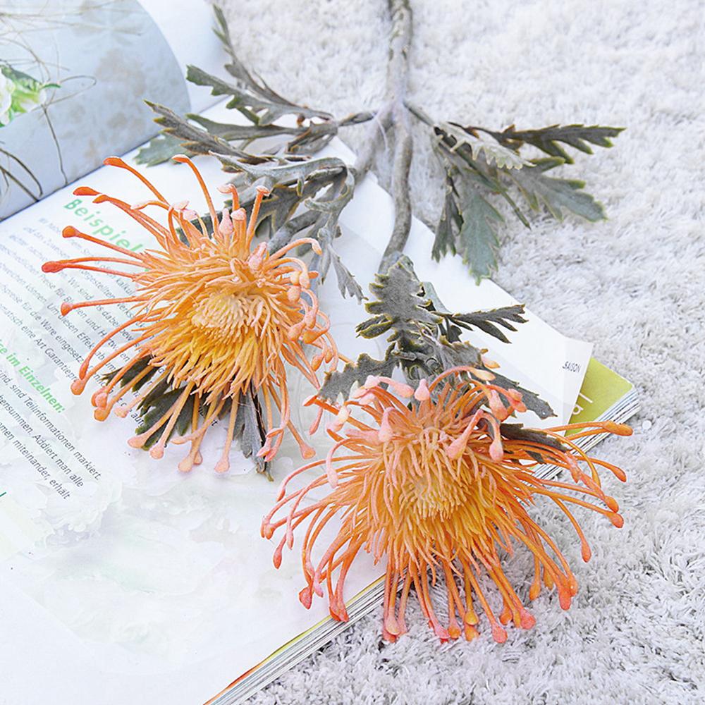 Artificial Flowers Short Branch Crab Claw 2 Fork Pincushion Christmas Garland Vase for Home Wedding Decoration Fake Planting
